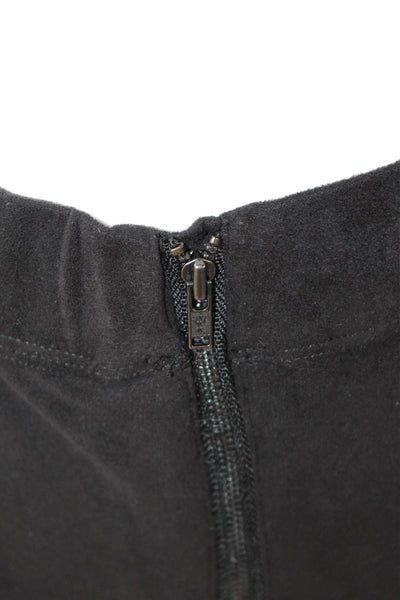 David Lerner Womens Faux Suede Zipper Detail Elastic Waist Pants Black Size S