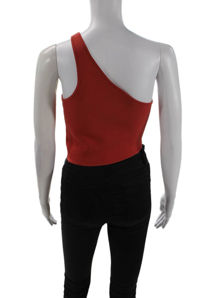 ALC Womens One Shoulder Stretch Knit Crop Top Orange Size Small