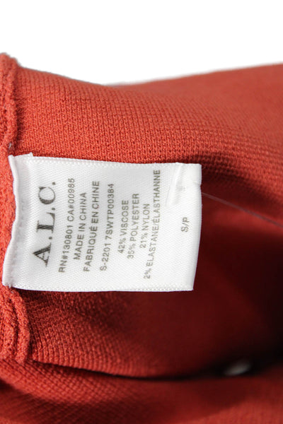 ALC Womens One Shoulder Stretch Knit Crop Top Orange Size Small