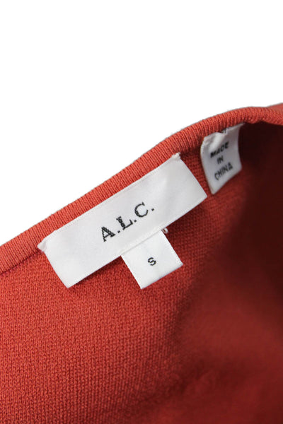 ALC Womens One Shoulder Stretch Knit Crop Top Orange Size Small