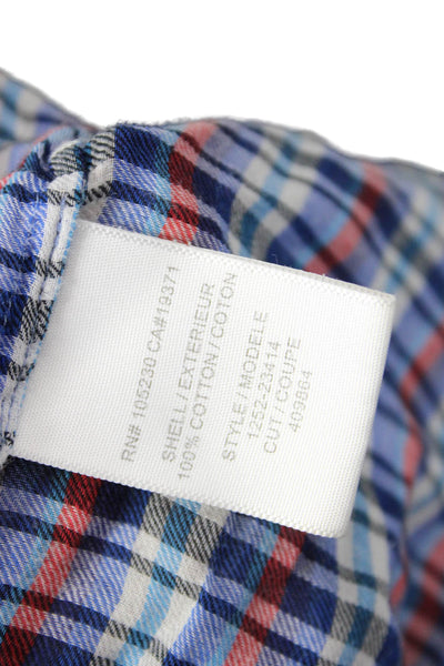 Joie Womens Cotton Plaid Collared Long Sleeve Button-Down Shirt Blue Size M