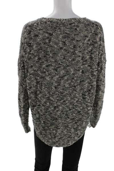 Vince Womens Linen Long Sleeve Round Neck Pullover Knit Sweater White Size S