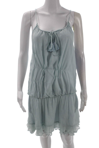 Elizabeth and James Womens Silk Sleeveless Tied Mini Dress Blue Size XS