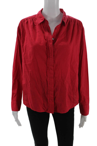 Xirena Womens Cotton Collared Long Sleeve Button-Down Shirt Red Size XS
