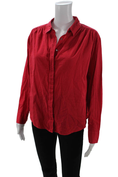 Xirena Womens Cotton Collared Long Sleeve Button-Down Shirt Red Size XS