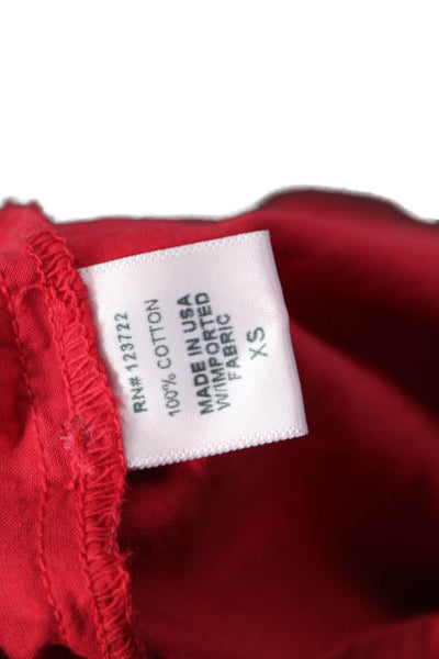 Xirena Womens Cotton Collared Long Sleeve Button-Down Shirt Red Size XS