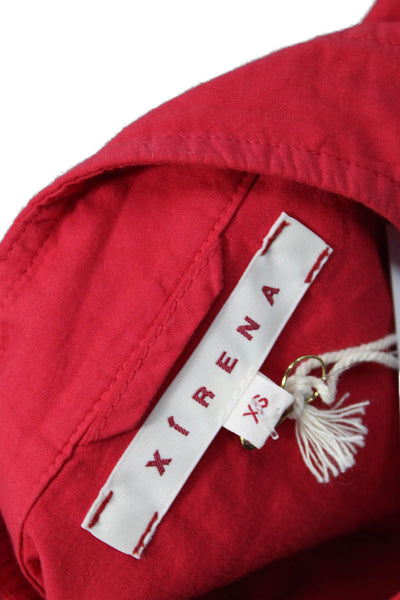 Xirena Womens Cotton Collared Long Sleeve Button-Down Shirt Red Size XS