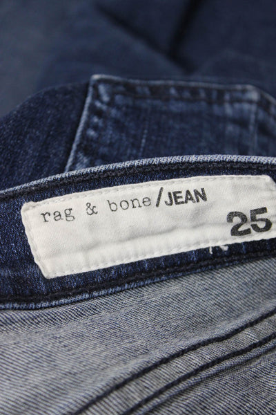Rag & Bone Jean Womens Cotton Embroidered 10 Inch Crop Flare Jeans Blue Size 25