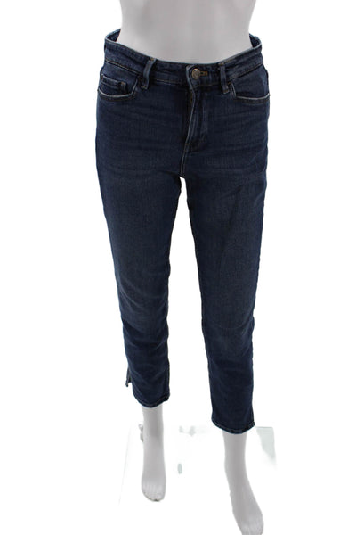 Massimo Dutti Womens Cotton Straight Leg Zip Fly Denim Jeans Blue Size S