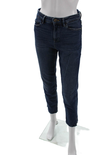 Massimo Dutti Womens Cotton Straight Leg Zip Fly Denim Jeans Blue Size S