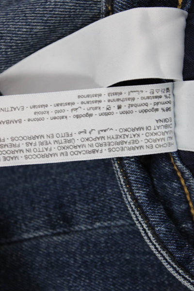 Massimo Dutti Womens Cotton Straight Leg Zip Fly Denim Jeans Blue Size S