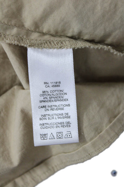 Michael Michael Kors Womens Cotton Collared Button-Down Shirt Beige Size M