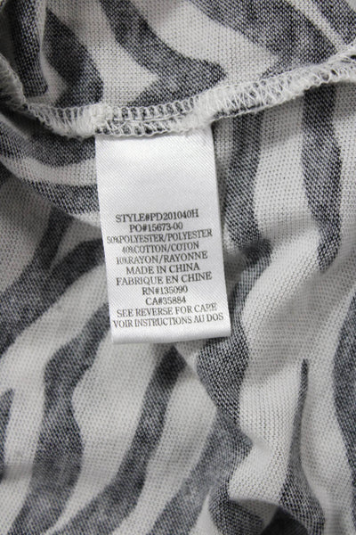 Z Supply Womens Zebra Print Short Sleeve Trapeze T-Shirt Dress White Size M
