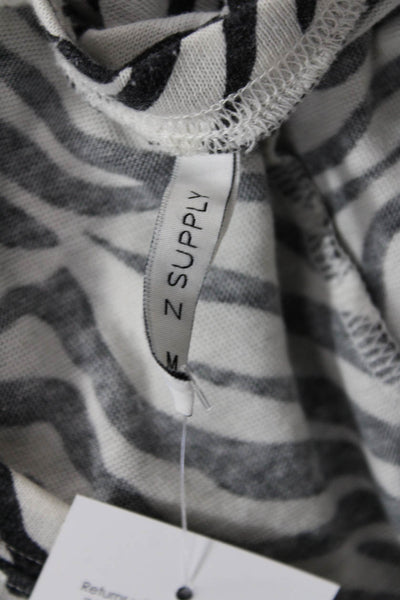 Z Supply Womens Zebra Print Short Sleeve Trapeze T-Shirt Dress White Size M