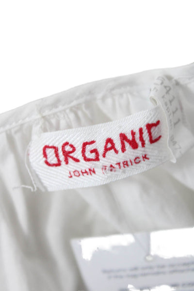 Organic John Patrick Womens Cotton Short Sleeve V-Neck Blouse White Size L