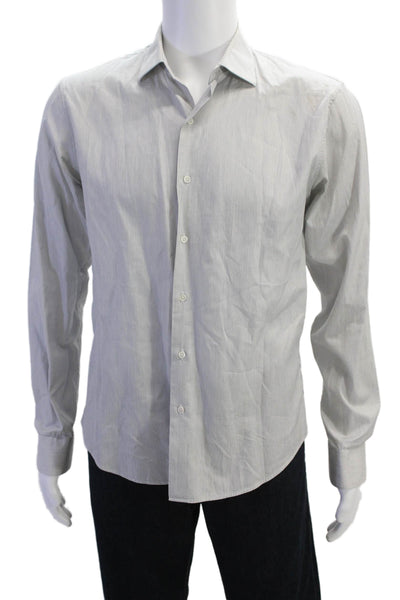 Sandro Womens Cotton Striped Print Long Sleeve Button-Front Shirt White Size 39