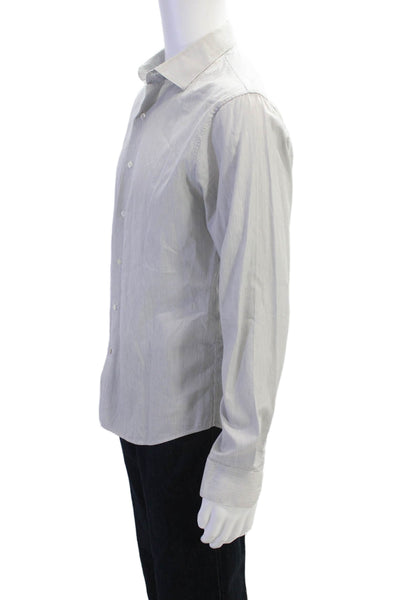 Sandro Womens Cotton Striped Print Long Sleeve Button-Front Shirt White Size 39