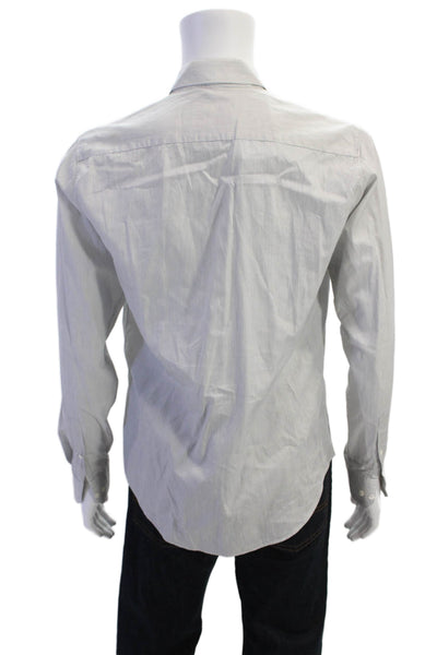 Sandro Womens Cotton Striped Print Long Sleeve Button-Front Shirt White Size 39