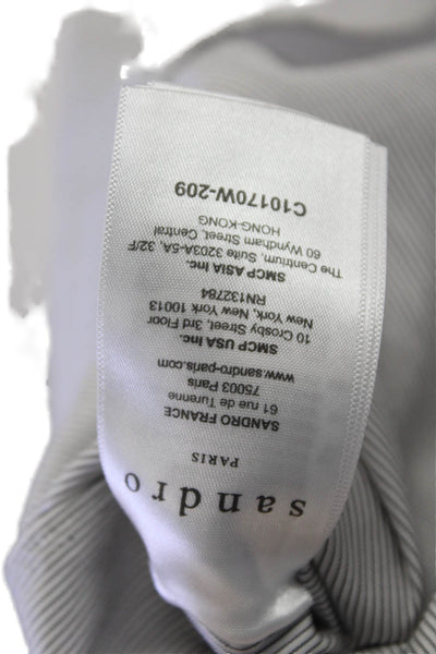 Sandro Womens Cotton Striped Print Long Sleeve Button-Front Shirt White Size 39