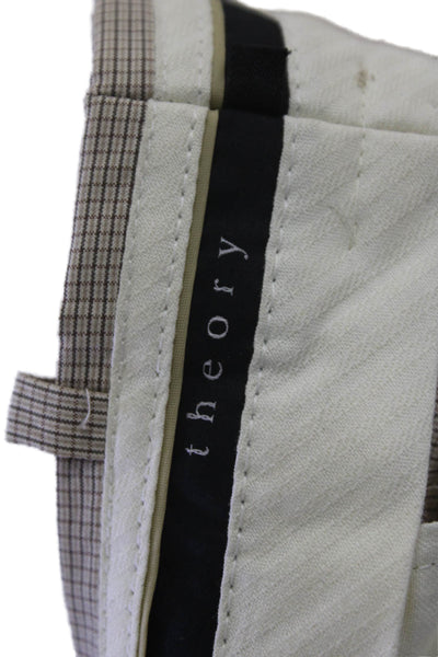 Theory Mens Cotton Striped Flat Front Straight Dress Pants Beige Size 36