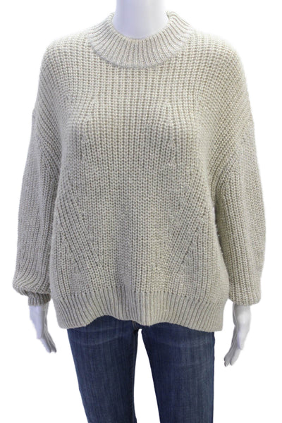 Splendid Womens Textured Knit Round Neck Long Sleeve Sweater Nude Size M