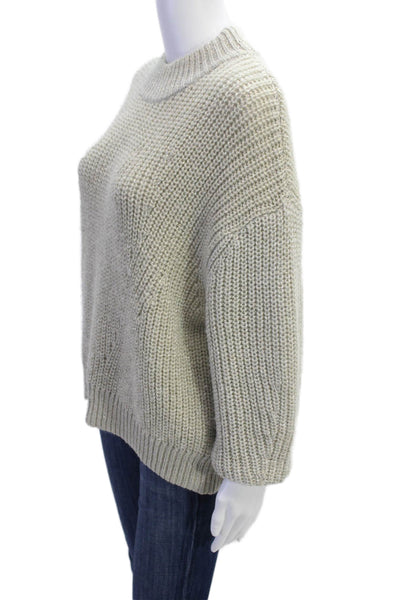 Splendid Womens Textured Knit Round Neck Long Sleeve Sweater Nude Size M