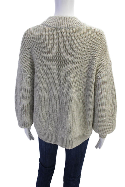 Splendid Womens Textured Knit Round Neck Long Sleeve Sweater Nude Size M