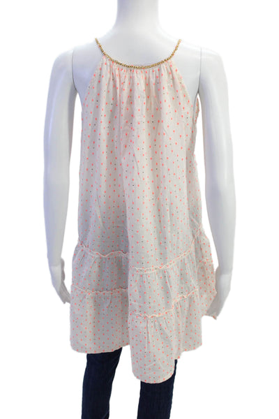 Delfina Womens Textured Cotton V-neck Spaghetti Strap Dotted Top Pink Size M