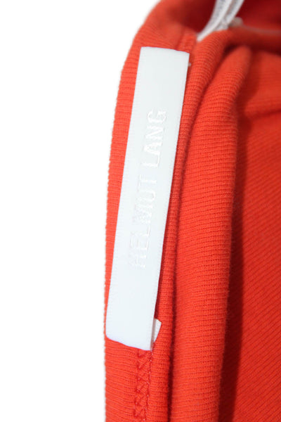Helmut Lang Womens Cotton Cold Shoulder Short Sleeve Casual Top Orange Size M