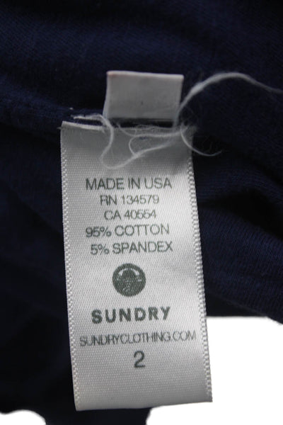 Sundry Womens Cotton Sleeveless Scoop Neck Ruched Dress Navy Size 02
