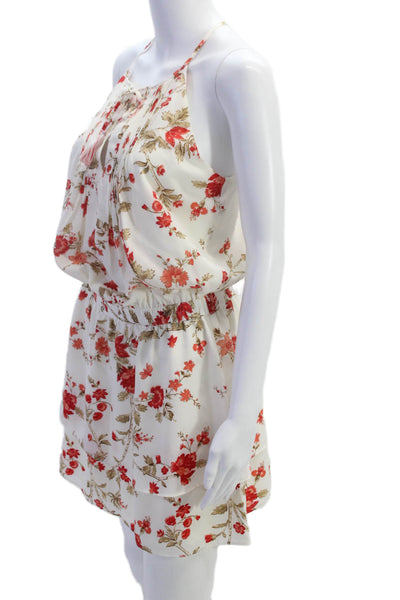 Joie Womens Textured Sleeveless V-neck Floral Printed Short Dress Nude Size S