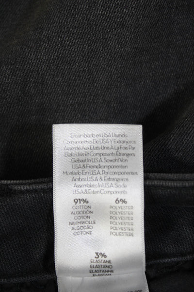 Mother Womens High Waisted Stripe Trim Raw Hem Straight Jeans Gray Size 27