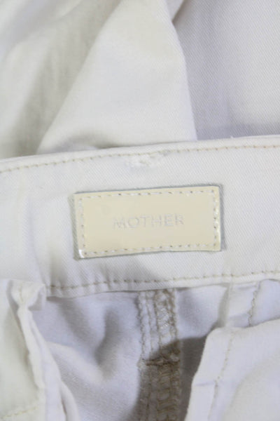 Mother Womens Striped Trim Flat Front Straight Leg Pants White Size 28