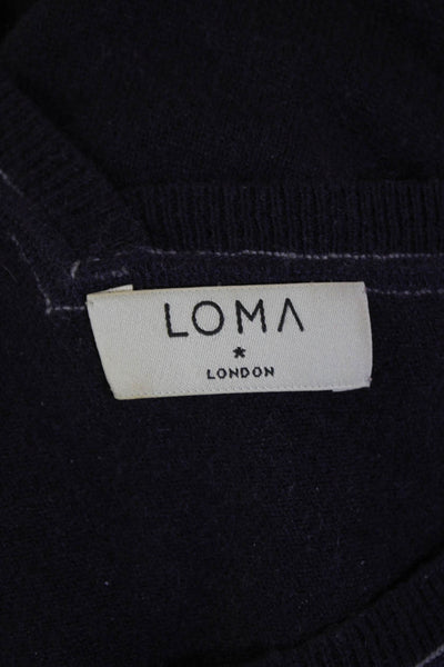 Loma London Womens Cashmere V Neck Long Sleeve Sweater Purple Size S