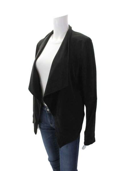 BB Dakota Womens Faux Suede Open Front Collared Light Jacket Black Size L