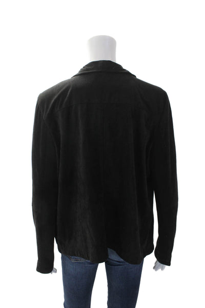 BB Dakota Womens Faux Suede Open Front Collared Light Jacket Black Size L