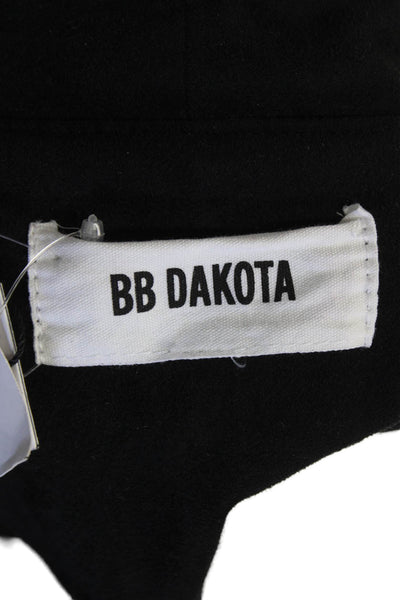 BB Dakota Womens Faux Suede Open Front Collared Light Jacket Black Size L