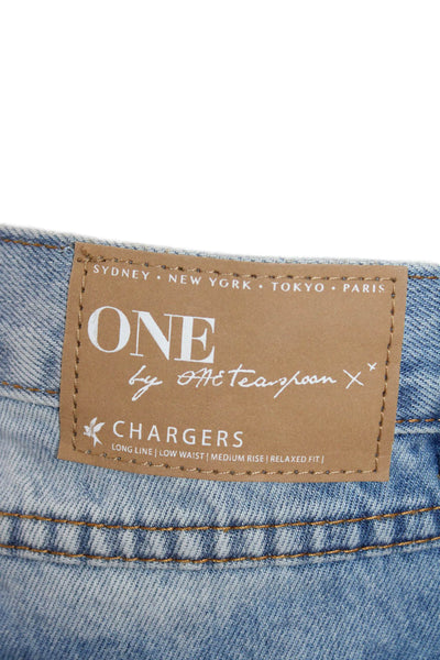 One by One Teaspoon Womens Cotton Distress Light Wash Denim Shorts Blue Size 24
