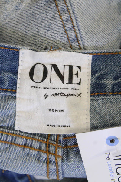 One by One Teaspoon Womens Cotton Distress Light Wash Denim Shorts Blue Size 24