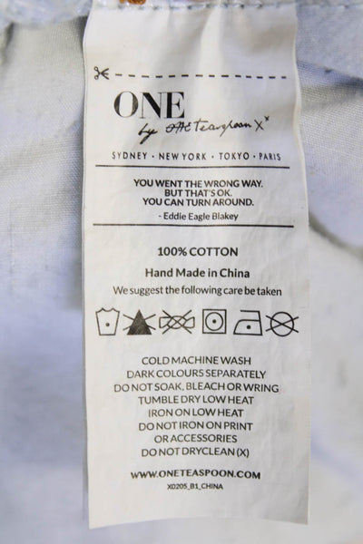 One by One Teaspoon Womens Cotton Distress Light Wash Denim Shorts Blue Size 24