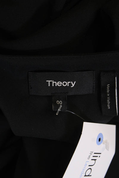 Theory Womens Y-Neck Short Sleeve Pullover Blouse Top Solid Black Size 00