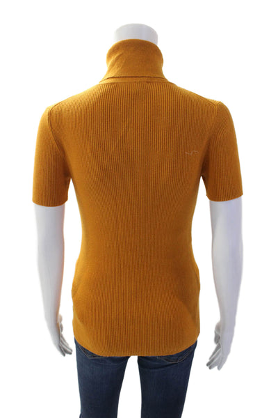 Michael Michael Kors Womens Knit Short Sleeve Turtleneck Top Yellow Size S