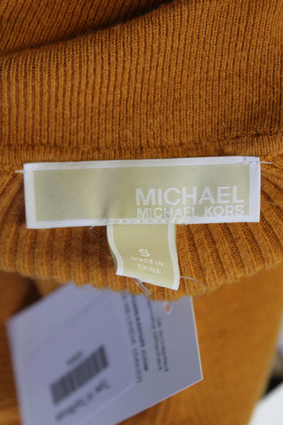 Michael Michael Kors Womens Knit Short Sleeve Turtleneck Top Yellow Size S