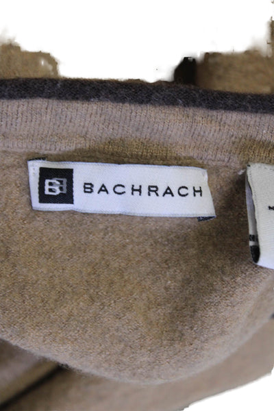 Bachrach Womens Wool Blend Knit V-Neck Pullover Sweater Top Beige Size L
