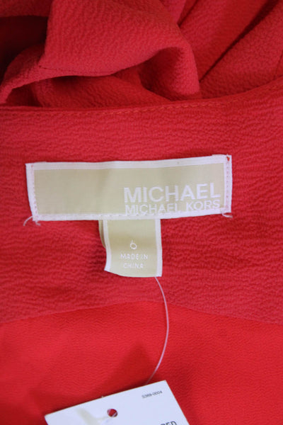 Michael Michael Kors Womens Solid Belted Zip Up Sleeveless Jumpsuit Red Size 6