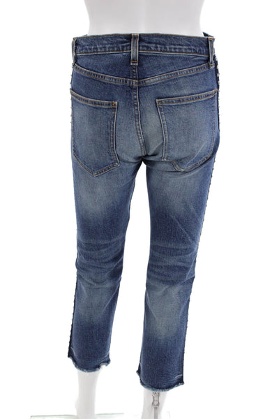 Veronica Beard Womens Cotton Rhinestoned Side Detail Jeans Blue Size 26