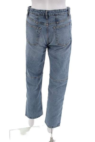 Massimo Dutti Womens Cotton Pocketed Wide Legged Jeans Light Blue Size 4