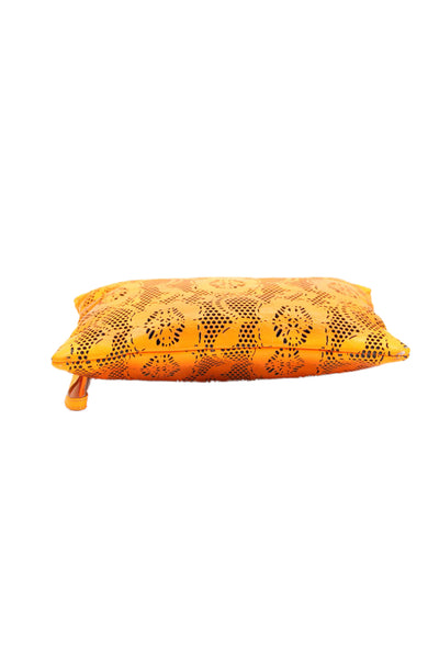 Christopher Kane Womens Textured Zip Lined Printed Squared Clutch Bag Orange OS