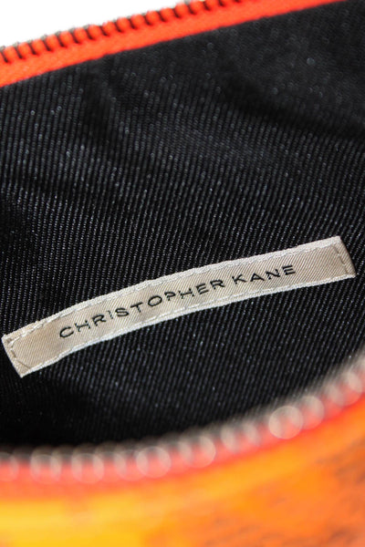 Christopher Kane Womens Textured Zip Lined Printed Squared Clutch Bag Orange OS