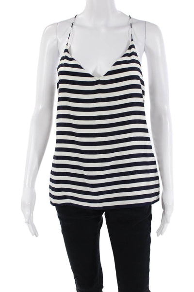 J Crew Womens V-neck Spaghetti Strap Striped Tank Top White Size 04
